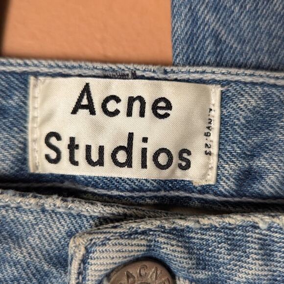 Acne Studios Pop Trash Crop Distressed Jeans Light Wash Size 34 - Picture 3 of 9